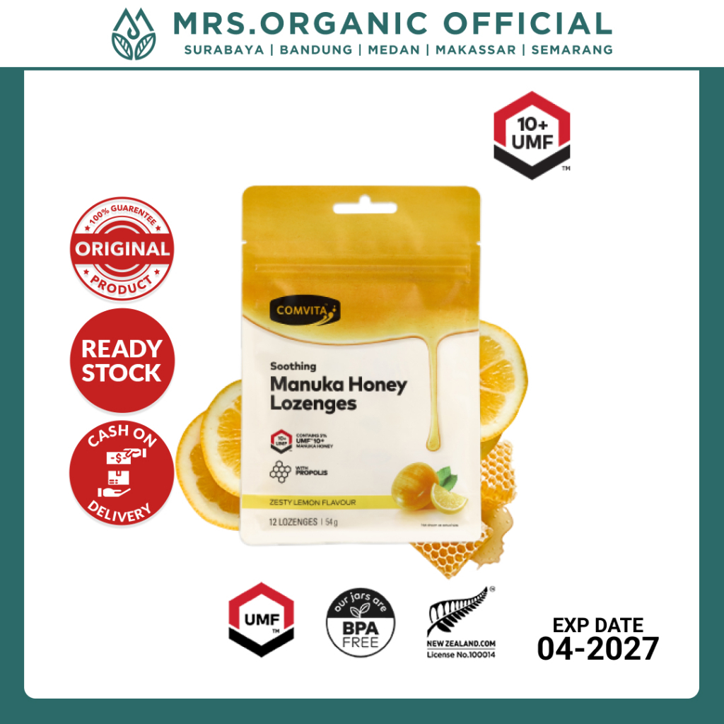 

Permen Comvita Manuka Honey Lozenges Lemon & Honey with Propolis 12 Loz