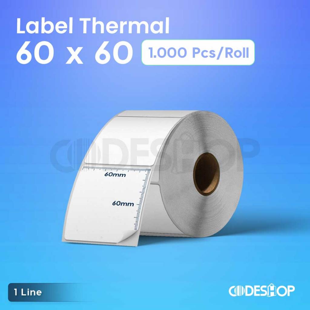 

Stiker Label Direct Thermal 60x60 mm 1 Line isi 1000 Pcs Perforasi