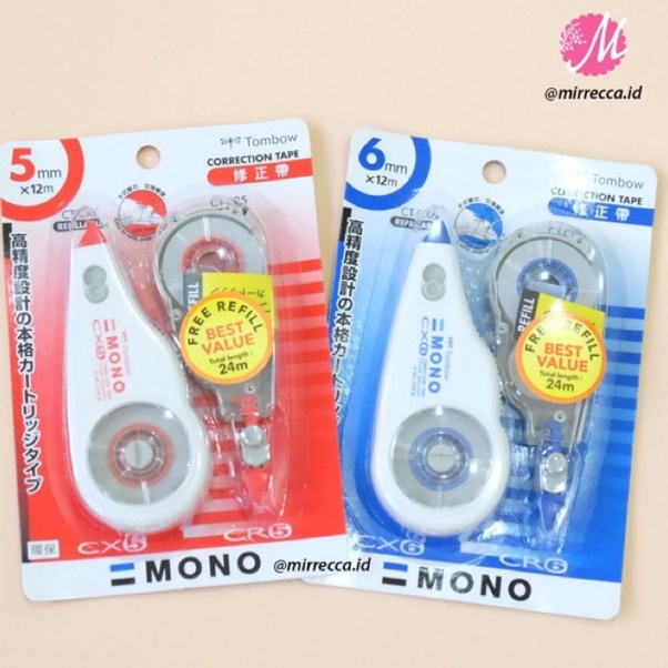 

KODE T3H PAKET BUNDLING TOMBOW MONO CORRECTION TAPE FREE REFILL CTCX4 CTCX5 CTCX6 TIPEX PITA ROLL