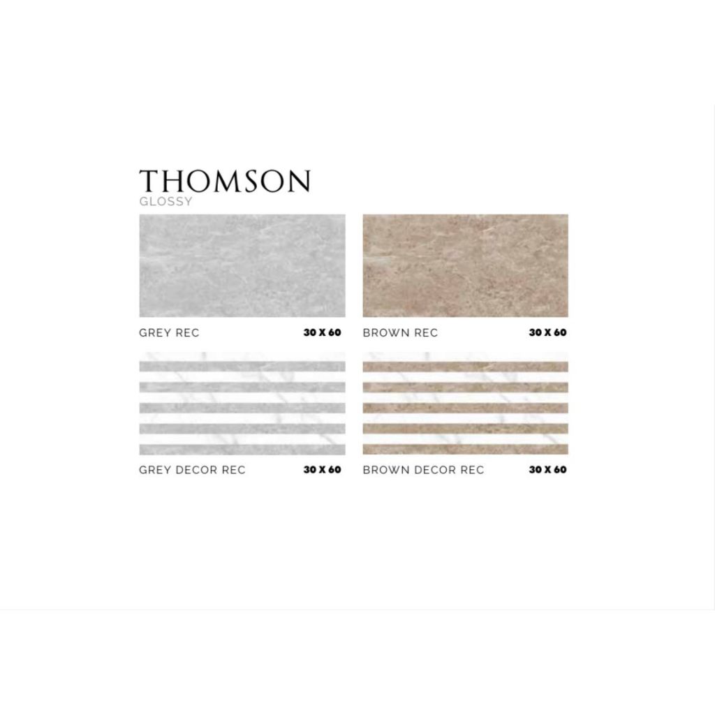PLATINUM CERAMICS RECTIFIED WALL TILE THOMSON GLOSSY GREY & BROWN 30X60