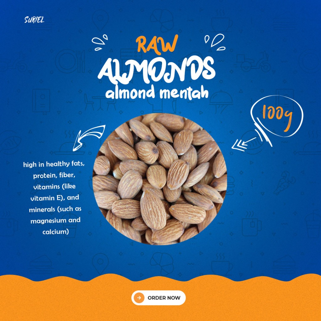 

100g raw almond / kacang almond mentah blue diamond