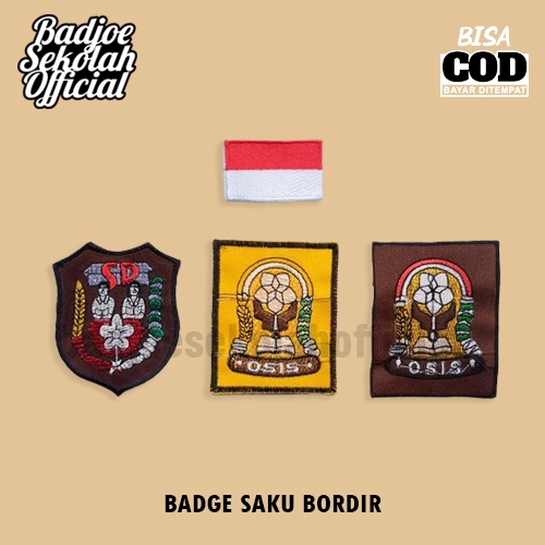 SERAGAM SEKOLAH | BADGE SAKU BORDIR LOGO SD SMP SMA MERAH PUTIH