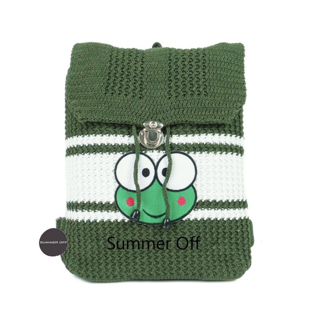 Tas Ransel Anak Perempuan Karakter Keropi Bahan Rajut Tebal Ukuran 25cm x 30cm