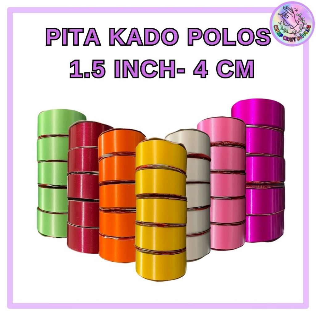 

Pita Kado Plastik Polos Besar 1,5 inch (4 cm) / Pita Jepang