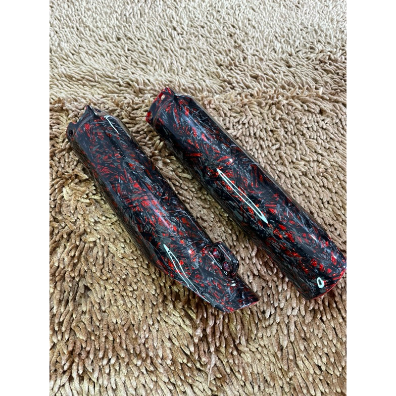 cover tutup shock depan CRF 150 carbon spyder merah | cover shock depan CRF 150 karbon