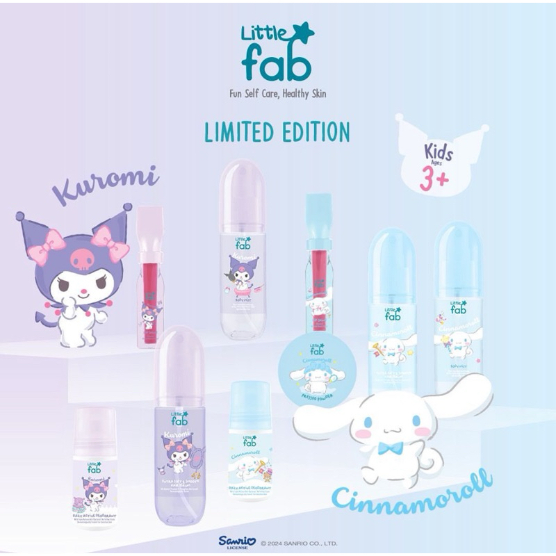 Little Fab x Sanrio Kids Kuromi Cinnamoroll UV Compact Powder Body Mist Hair Serum Lotion Deodorant 