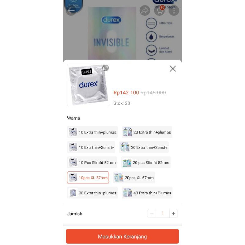 durex invisible XL isi 10