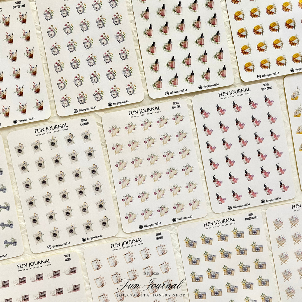

ICON DAILY ACTIVITY IKON STICKER STIKER SHEET UNTUK JOURNAL JURNAL PLANNING PLANNER SCRAPBOOK DIY BUJO