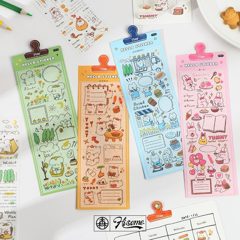 

[B798] Hisome pita panjang asli daftar keinginan seri kehidupan sehari-hari barang-barang kecil stiker kolase buku pegangan 4 jenis