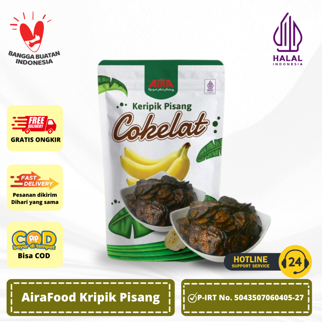 

Kripik Pisang Coklat Aira Food, Keripik Pisang Khas Kota Malang