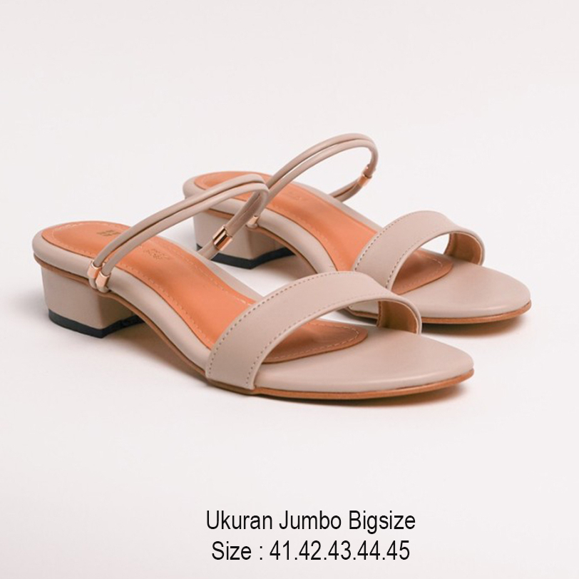 Sandal Tali Wanita Hak 3cm Big size 41 42 43 44 45 Sandal Heels Pesta Jumbo