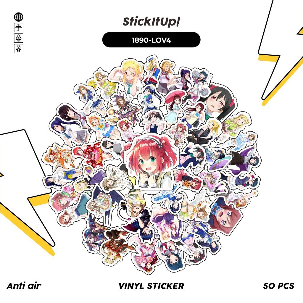 

COD✨ 50 Pcs Stiker L0VE LIVE CHAR MIX 04 Lucu Anti Air Untuk Dekorasi Notebook Sepeda Skateboard Handphone DIY