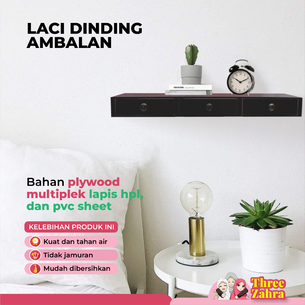 Rak laci kosmetik dinding / meja rias gantung tempel dinding