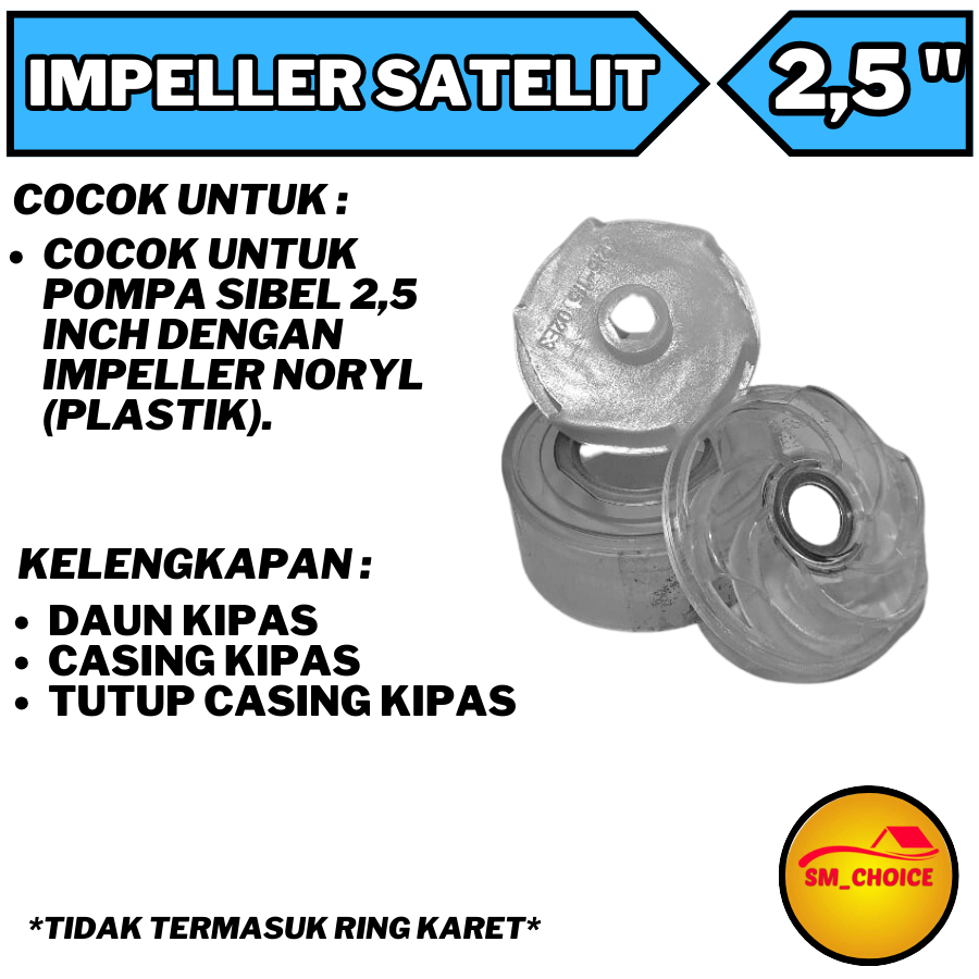 SAN EI KIPAS IMPELLER POMPA SATELIT 2,5 INCH NORIL IMPELER SUBMERSIBLE NORYL 21/2" SAN EI UNIVERSAL 