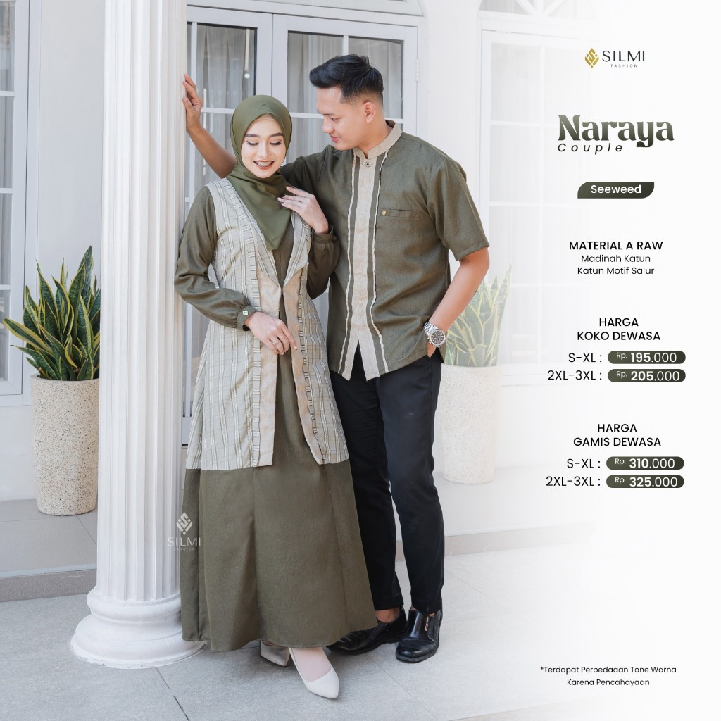 SARIMBIT TERBARU 2025 COUPLE FAMILY LEBARAN NARAYA COUPLE SEAWEED BY SILMI FASHION - BAJU BUSANA MUS