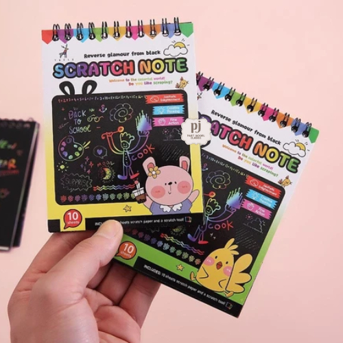 

Buku Book Scratch Note Gores Mainan Edukasi Anak Belajar Menulis Gambar Buku Mini Warna Rainbow