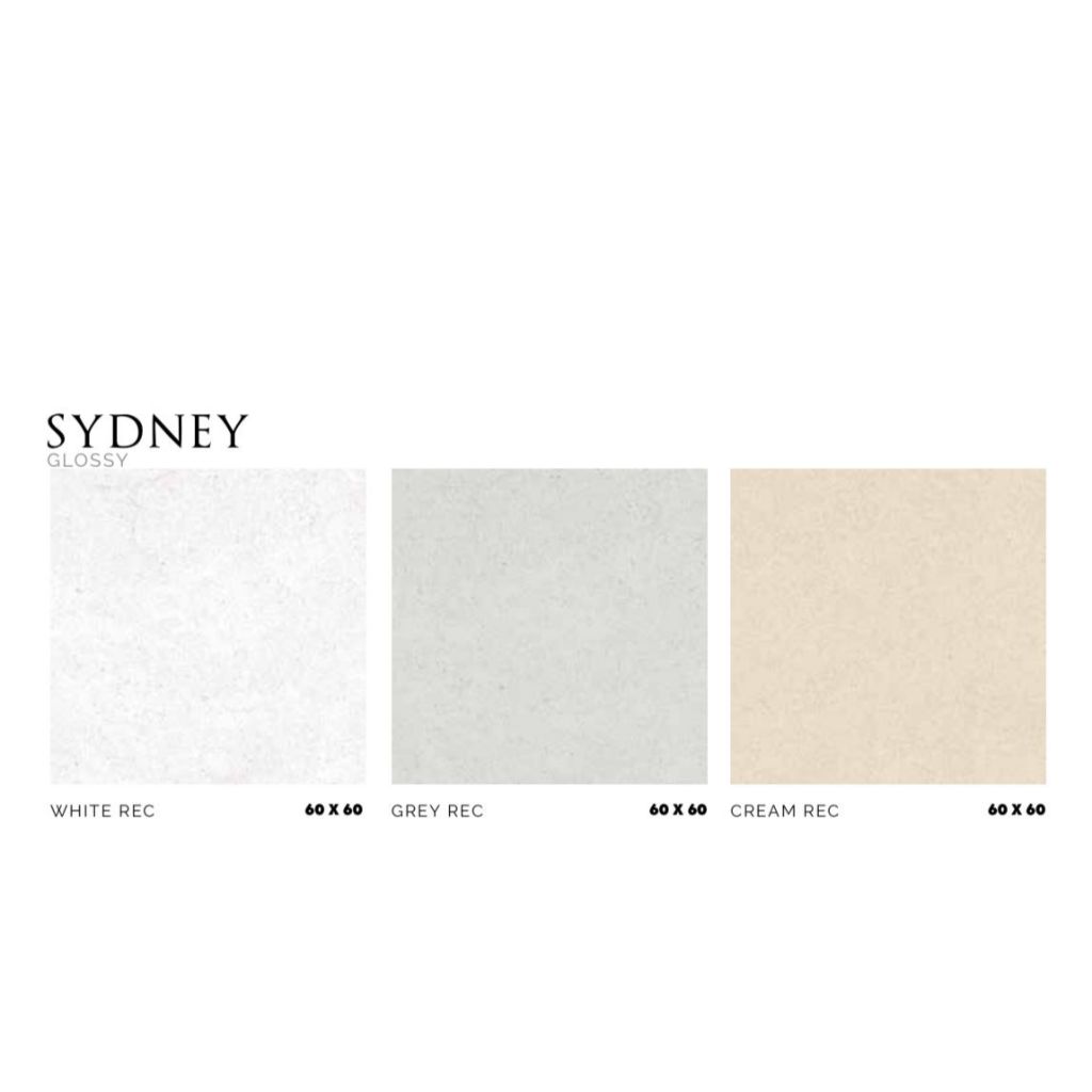 PLATINUM CERAMICS RECTIFIED FLOOR TILE SYDNEY GLOSSY WHITE, GREY, CREAM 60X60