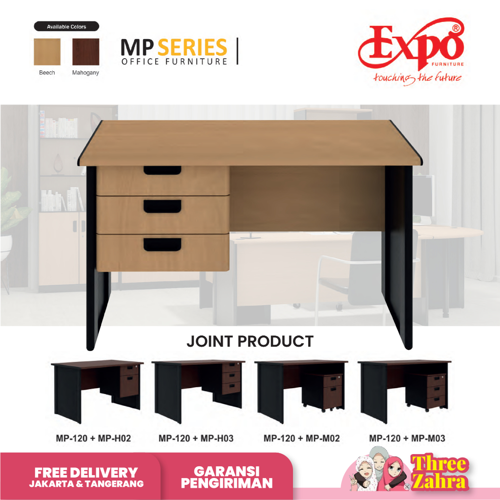 Paket Meja Expo MP120 + Drawer/Pedestal/ Meja Kantor Expo