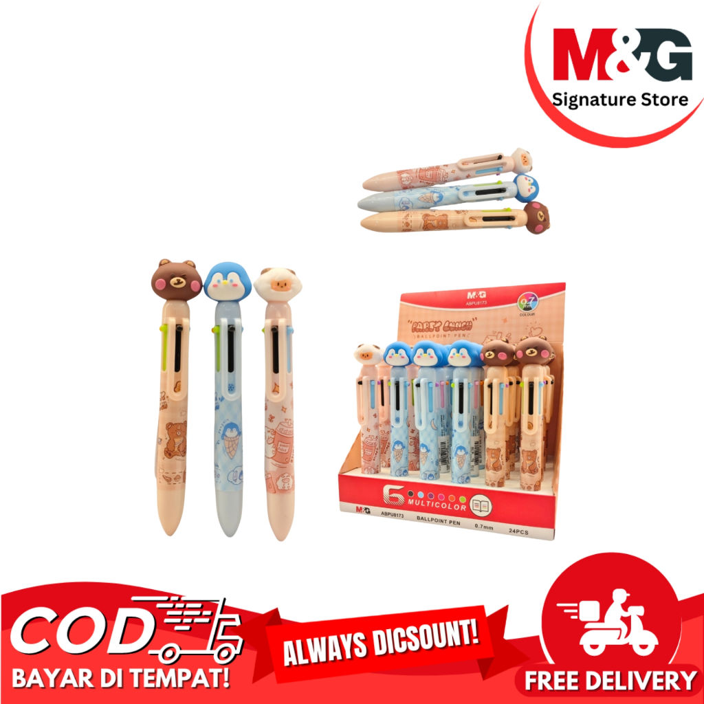 

Pulpen 6 Warna M&G Party Lunch Pulpen 6 Warna 0.7mm Dengan Karakter Hewan #ABPU8173