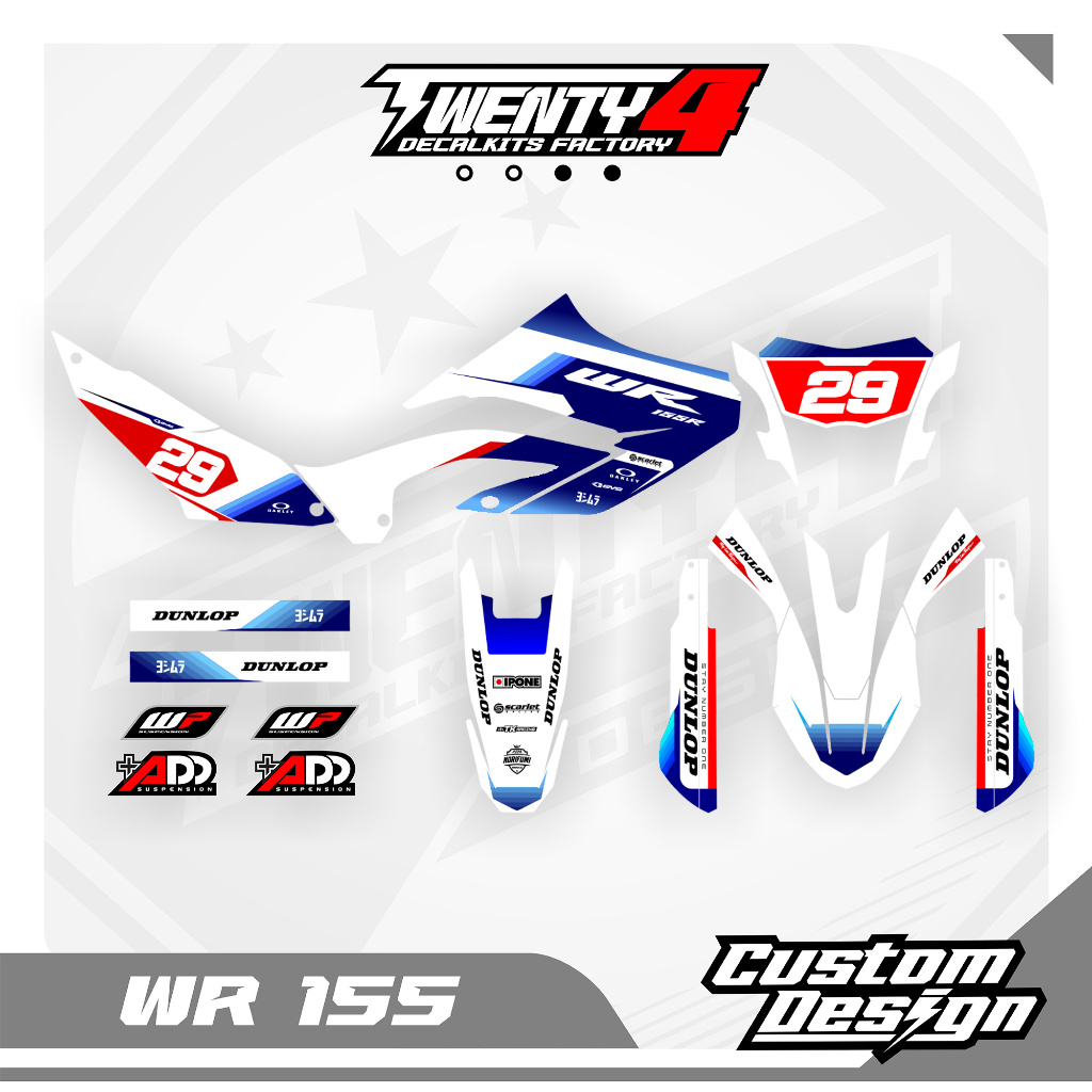 Decal wr 155 putih biru premium - Decal custom Yamaha wr155