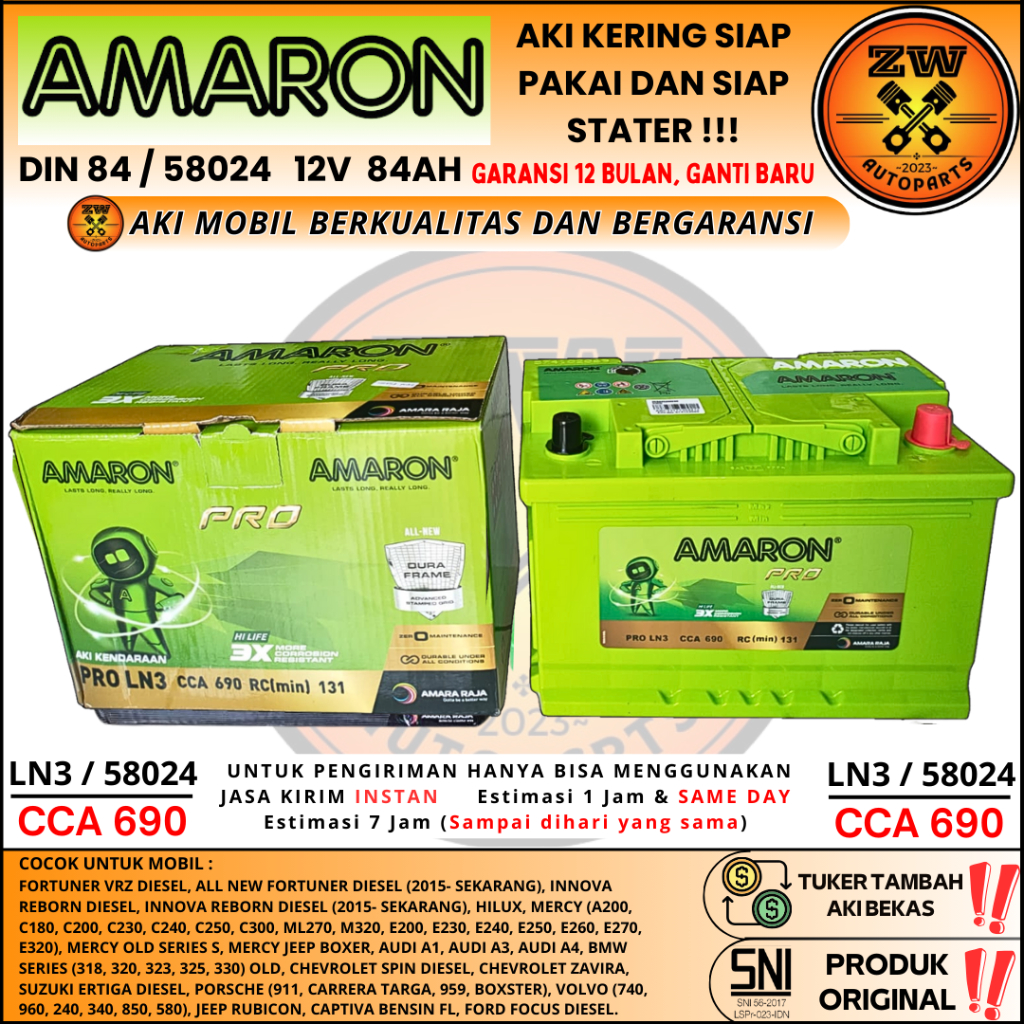 AKI MOBIL TOYOTA INNOVA REBORN DIESEL DIN 84 / 58024 AMARON HILIFE