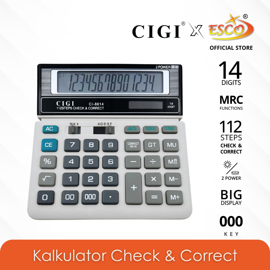 

ESCO >< CIGI Kalkulator / Calculator Check & Correct CI-8614