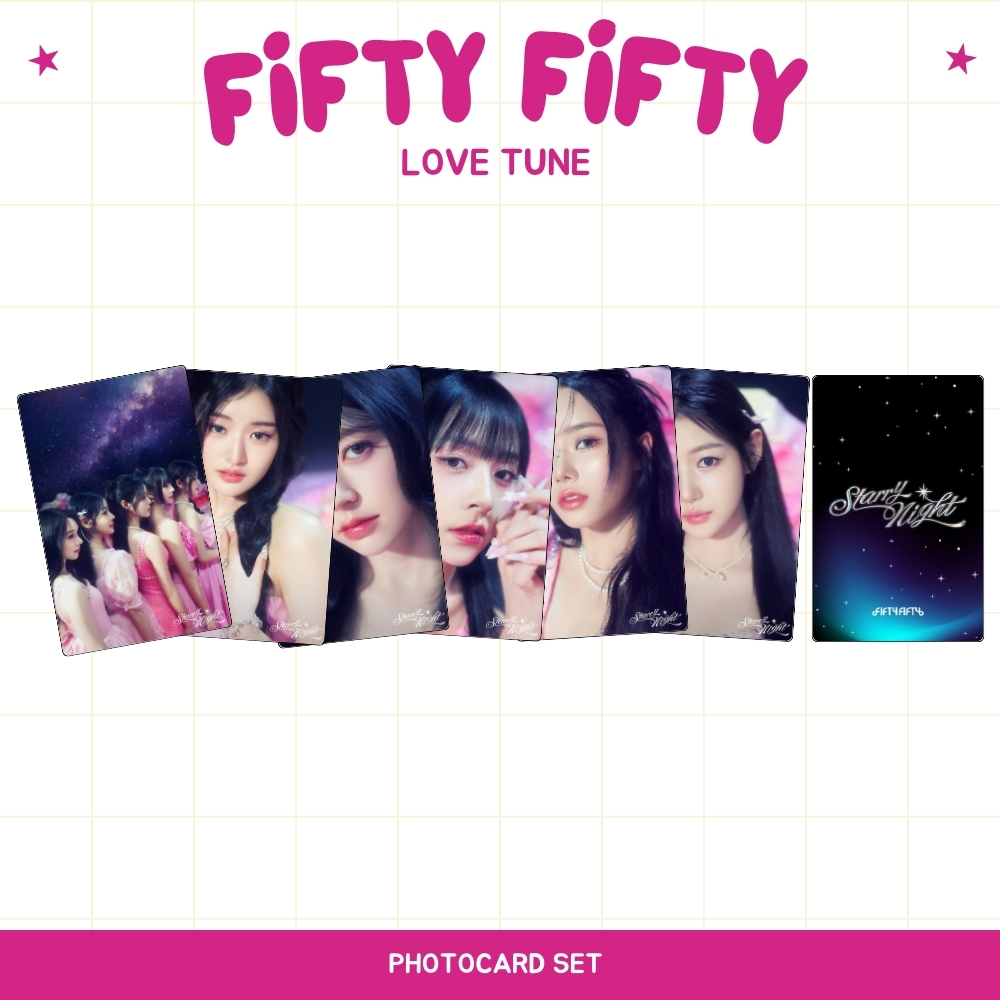 PHOTOCARD FIFTY FIFTY LOVE TUNE 2SISI (ISI 6 PCS + LAMINASI 2 SISI) TANDA TANGAN TTD KPOP CARDS IDOL