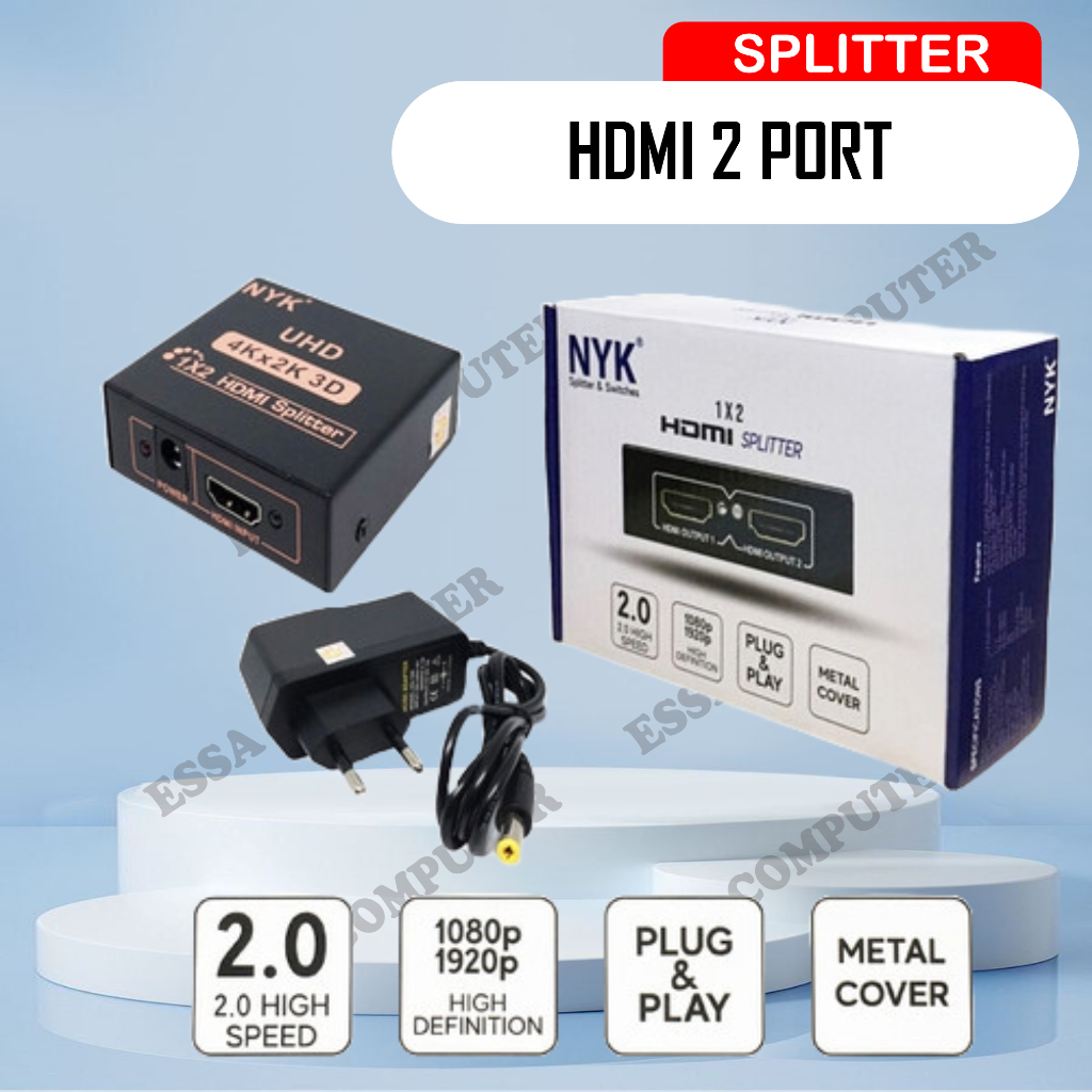 Splitter Kabel HDMI 2 Port HDMI Male to Double Female Cable Splitter DVR HD