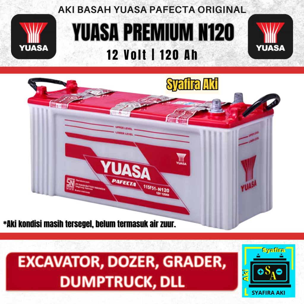 Aki Basah Mobil / Accu Yuasa Pafecta N 120 12v 120Ah 115F51 Yuasa N120
