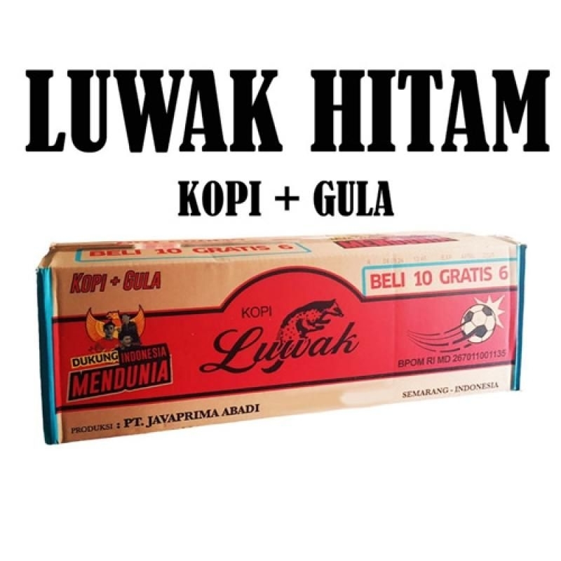 

Kopi luwak hitam (Kopi+gula) 1 karton isi 10renceng × 15pcs