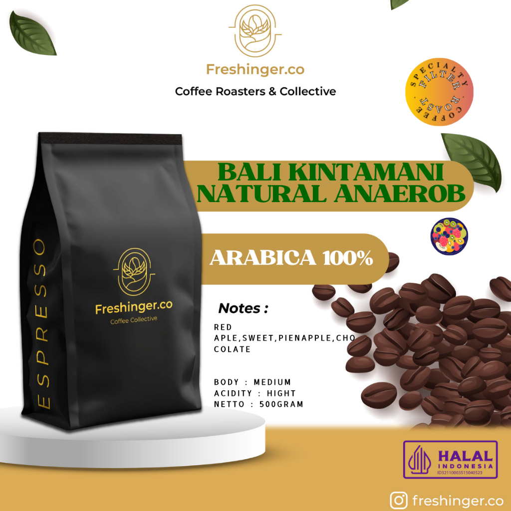 

Kopi Arabika Kintamani Bali Proses Natural Anaerob ( Specialty coffee ) Biji/Bubuk 500gram
