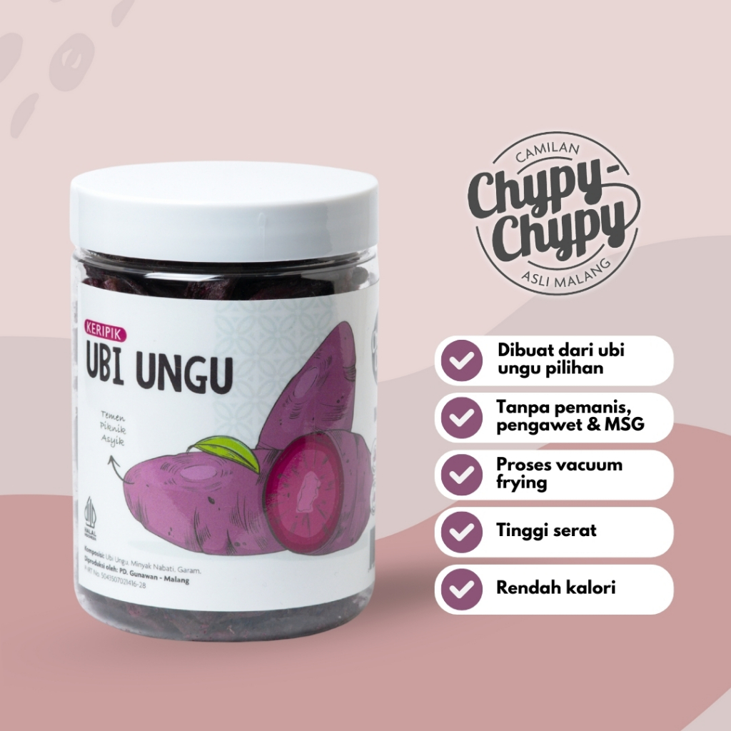 

Keripik Ubi Ungu Camilan Sehat Toples 200 Gram