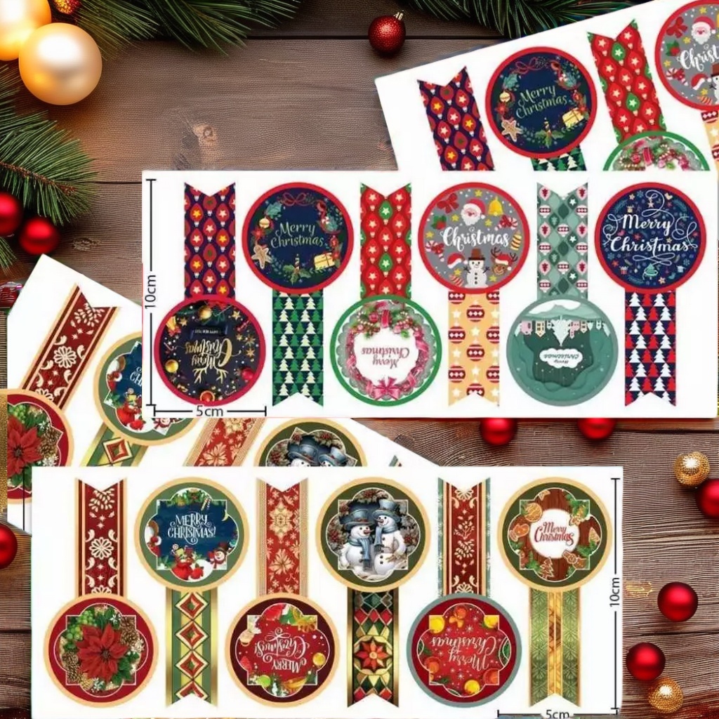 

Stiker Label Motif Natal / / Sticker Toples Christmas Packaging (10 lembar)