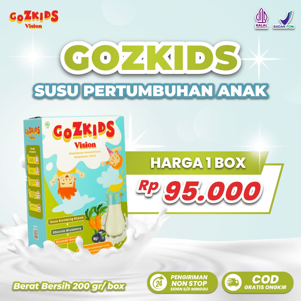 

Gozkids Vision Susu Herbal Anak Untuk Bantu Perkembangan dan Memelihara Kesehatan Mata Sejak Dini Halal BPOM
