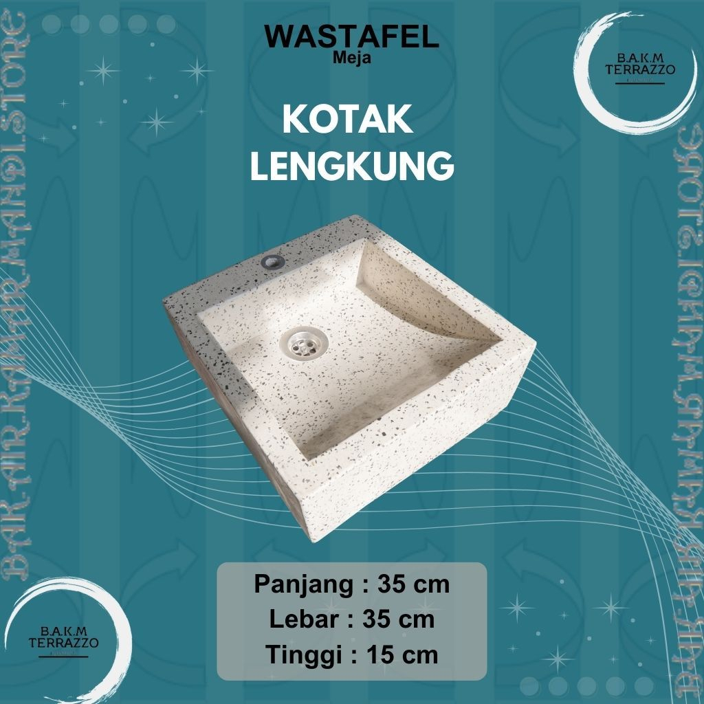 BAK AIR KAMAR MANDI | WASTAFEL PORTABLE TERAZZO | MINIMALIS TERASO | WASTAFEL KOTAK TIPE LENGKUNG