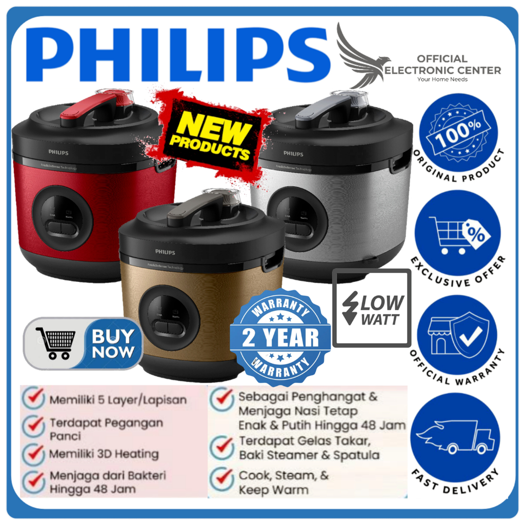 RICE COOKER PHILIPS HD 3211 HD3211 3211/30 PHILIPS 1.8L BAKUHANSEKI COATING MAGIC COM 3in1 STAINLESS