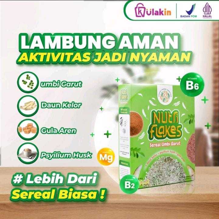 

NUTRIFLAKES Premium Original Sereal Umbi Garut Atasi Asam Lambung & Maag BPOM