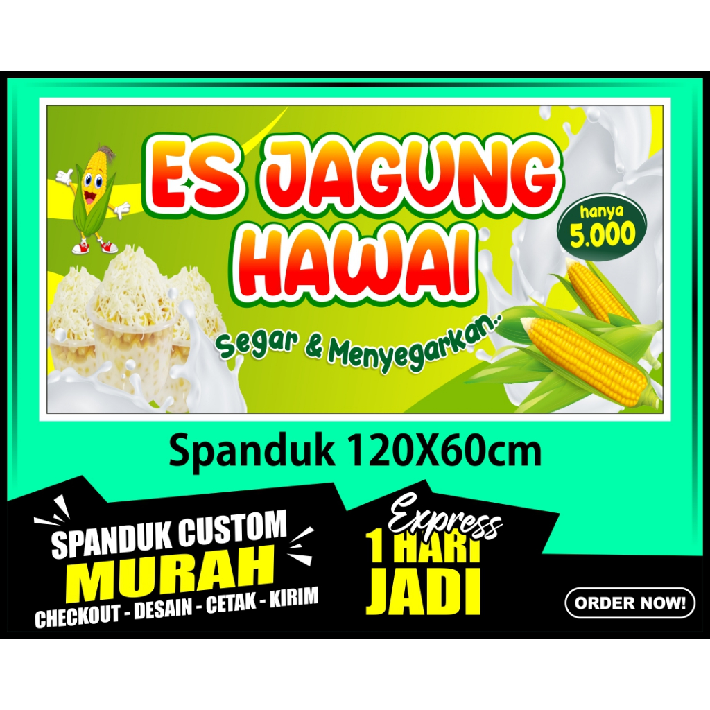 Banner ES JAGUNG HAWAI, Spanduk ES JAGUNG HAWAI 120x60 cm, COD / Banner ES JAGUNG HAWAI, Spanduk ES 