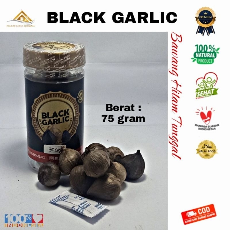 

BLACK GARLIC 75gr Bawang Hitam Tunggal | Bawang Putih Lanang | Solo Garlic