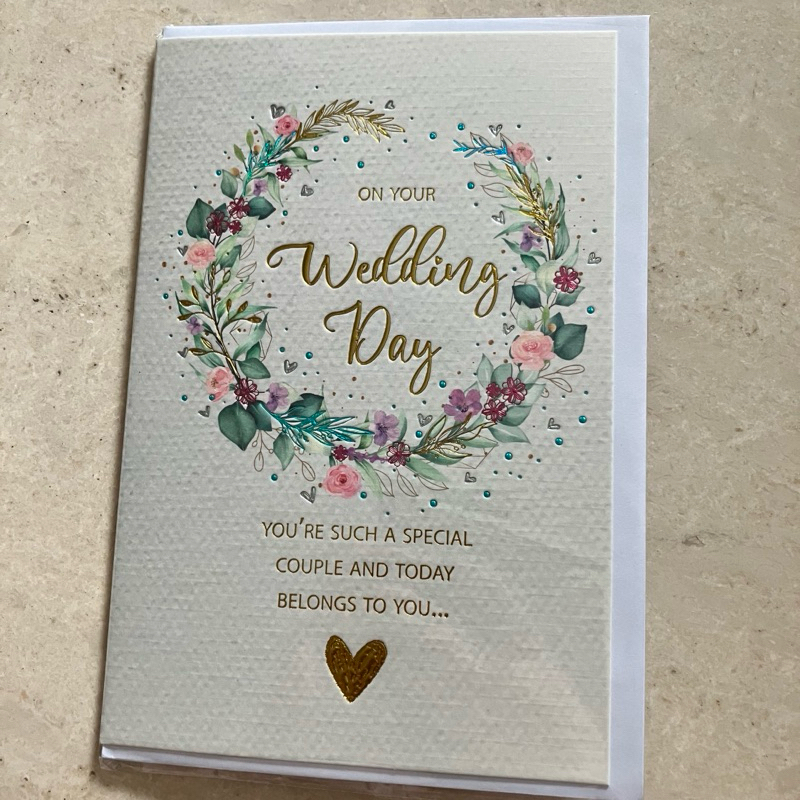 happy wedding day card ( flower wreath )