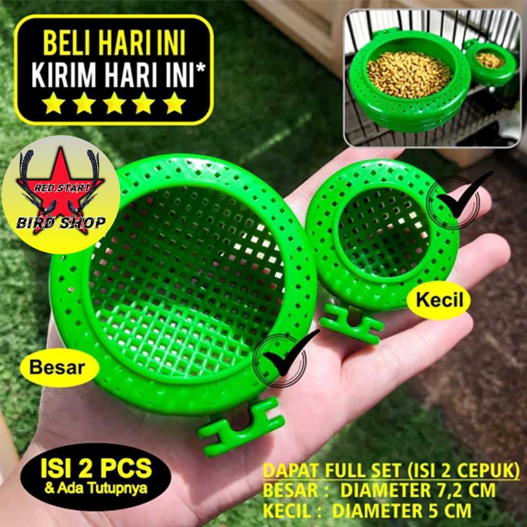 CEPUK WADAH PAKAN KROTO BURUNG MURAI TUTUP ANTI TUMPAH ISI 2 PCS SEMPATI TEMPAT ULAT JANGKRIK
