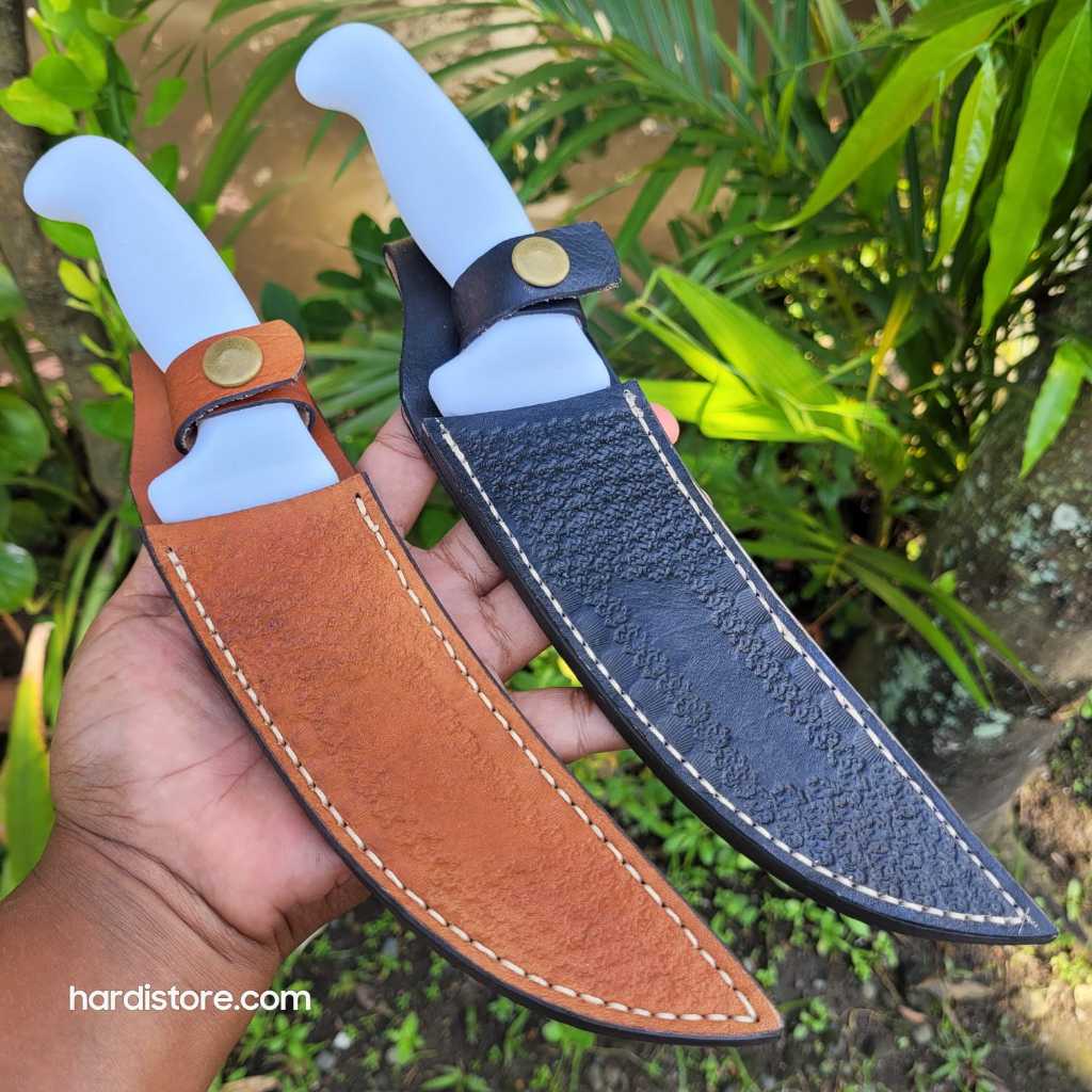 Sarung Kulit Asli untuk Pisau Skinner Seset Tramontina 15 cm model Lengkung atau Cimeter