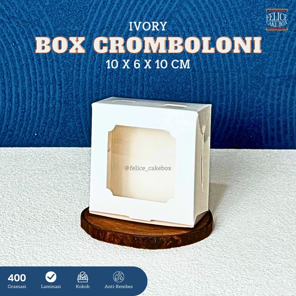 

BOX CROMBOLONI IVORY POLOS 10X6X10 CM / DUS ROTI BAKAR PUTIH / BOX SANDWICH / BOX TOAST BREAD / BOX SOUVENIR / BOX PUTIH MINI