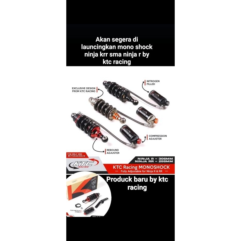 SHOCK BREAKER BELAKANG ATAU MONO SHOCK TABUNG PISAH KTC RACING MEREK KAWASAKI NINJA 150 R UK 305MM