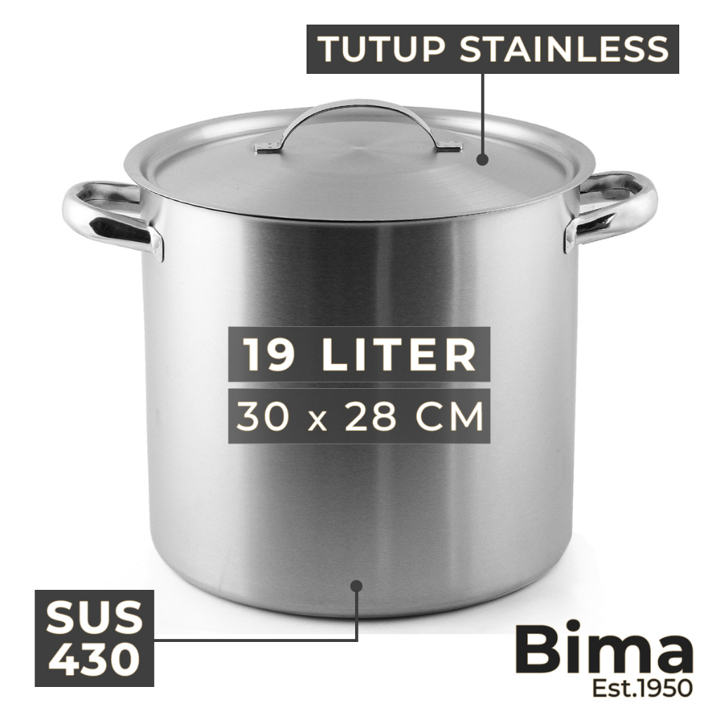 BIMA Panci Stainless Steel 19 Liter Stockpot 30 x 28 CM Morganware