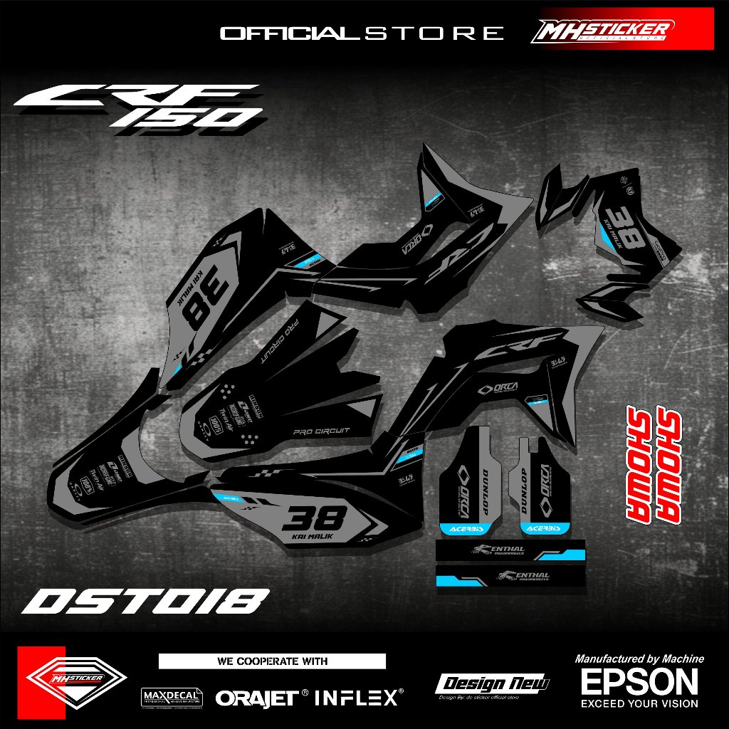 Decal CRF 150L Dark Grey - Sticker Crf Fullbody Bisa Reques Nama Nomor