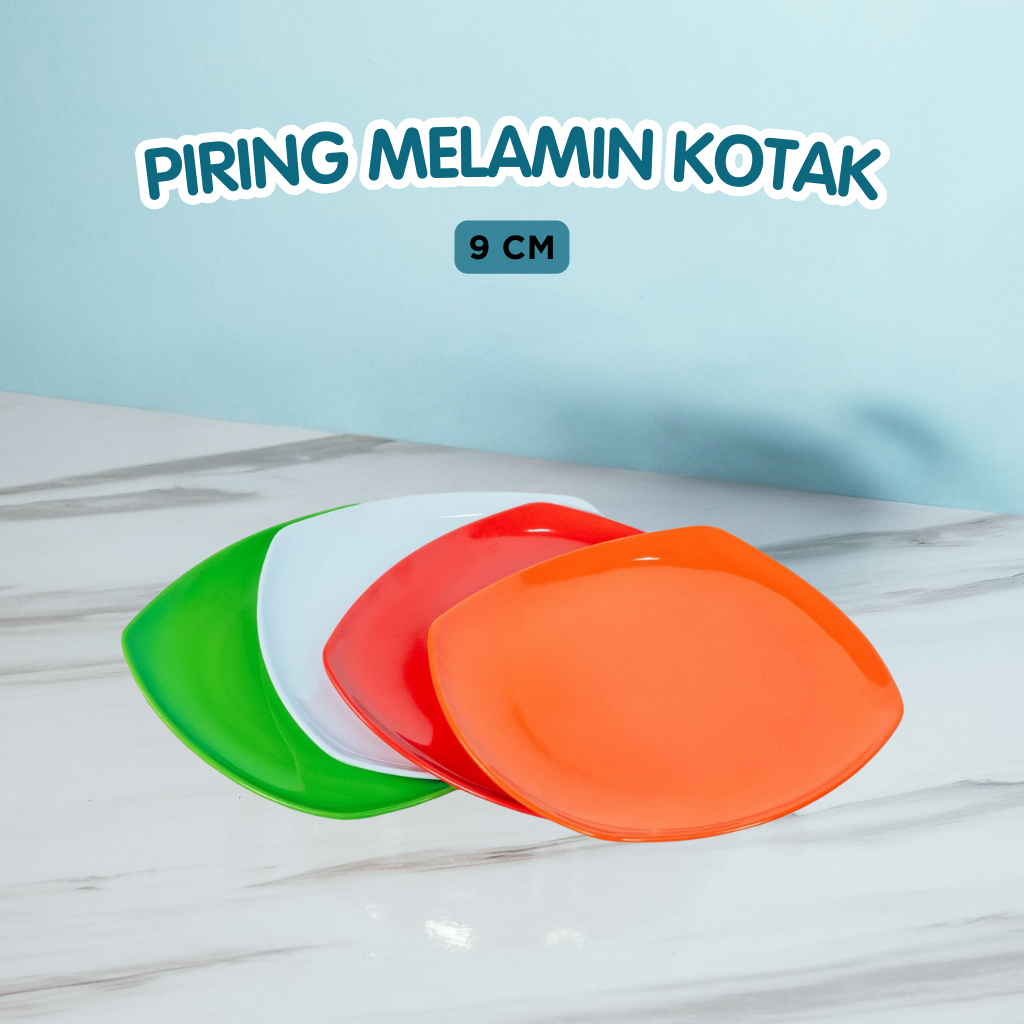 Piring Melamin - Piring Makan Kotak Polos 9inch