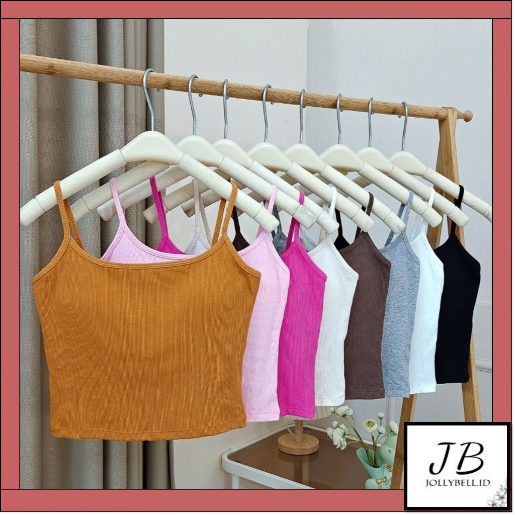 •Jollybell.id•BR1753 Baju Atasan Wanita TanktopTali Singlet Fashion Motif Polos Tanpa Kawat Sexy Wan