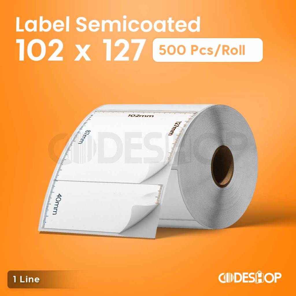 

Stiker Label Semicoated 102x127 mm 1 Line isi 500 Pcs Gap Perforasi