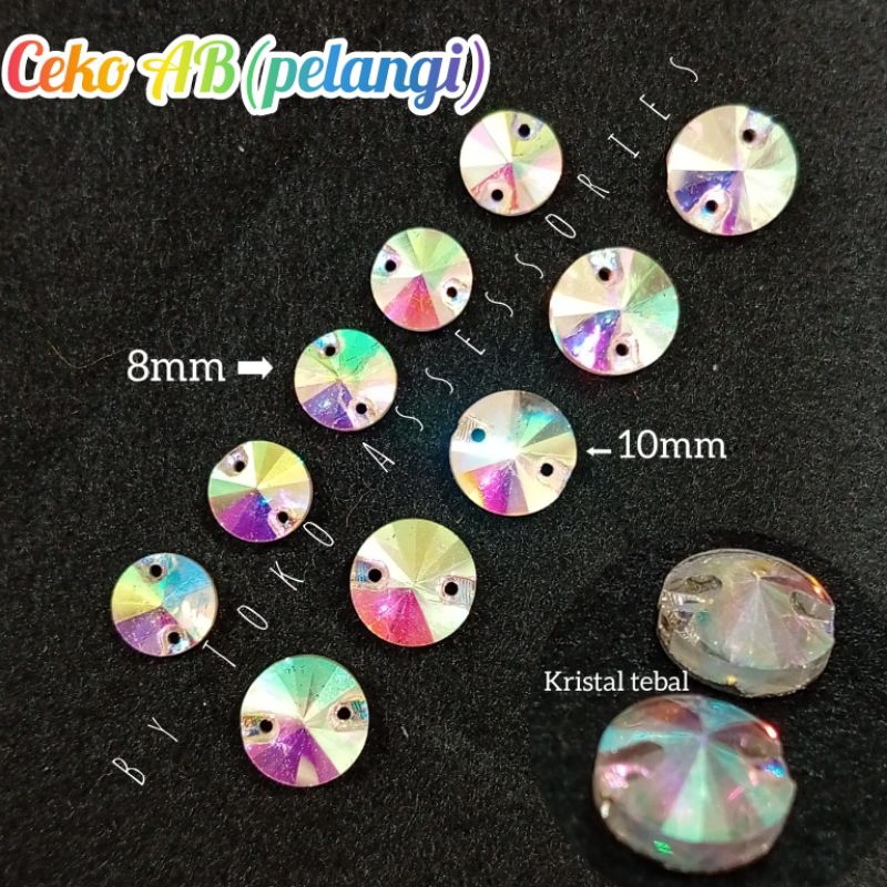 (PER DUA PCS)  kristal bulat AB | diamon kristal motif bulat | Swarovski Payet bulat | kristal kaca 